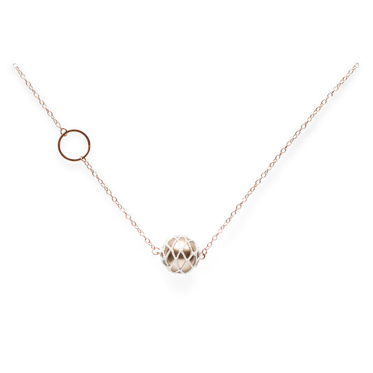 Luna, Crochet Pearl Long Necklace Copper