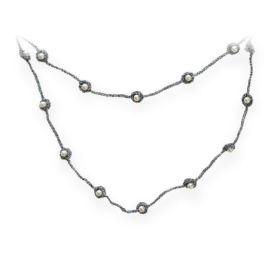 Stardust Little Pearl with Crochet Long Necklace Brilliant