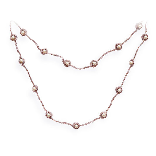 Stardust Little Pearl with Crochet Long Necklace Dusk