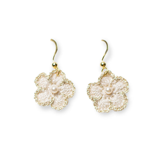 Blossom Golden Crochet Drop Pierce Light Grey