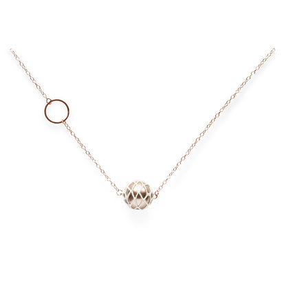 Luna, Crochet Pearl Long Necklace Copper