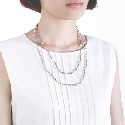 Delicate Double Strand Pearl Necklace Dusk